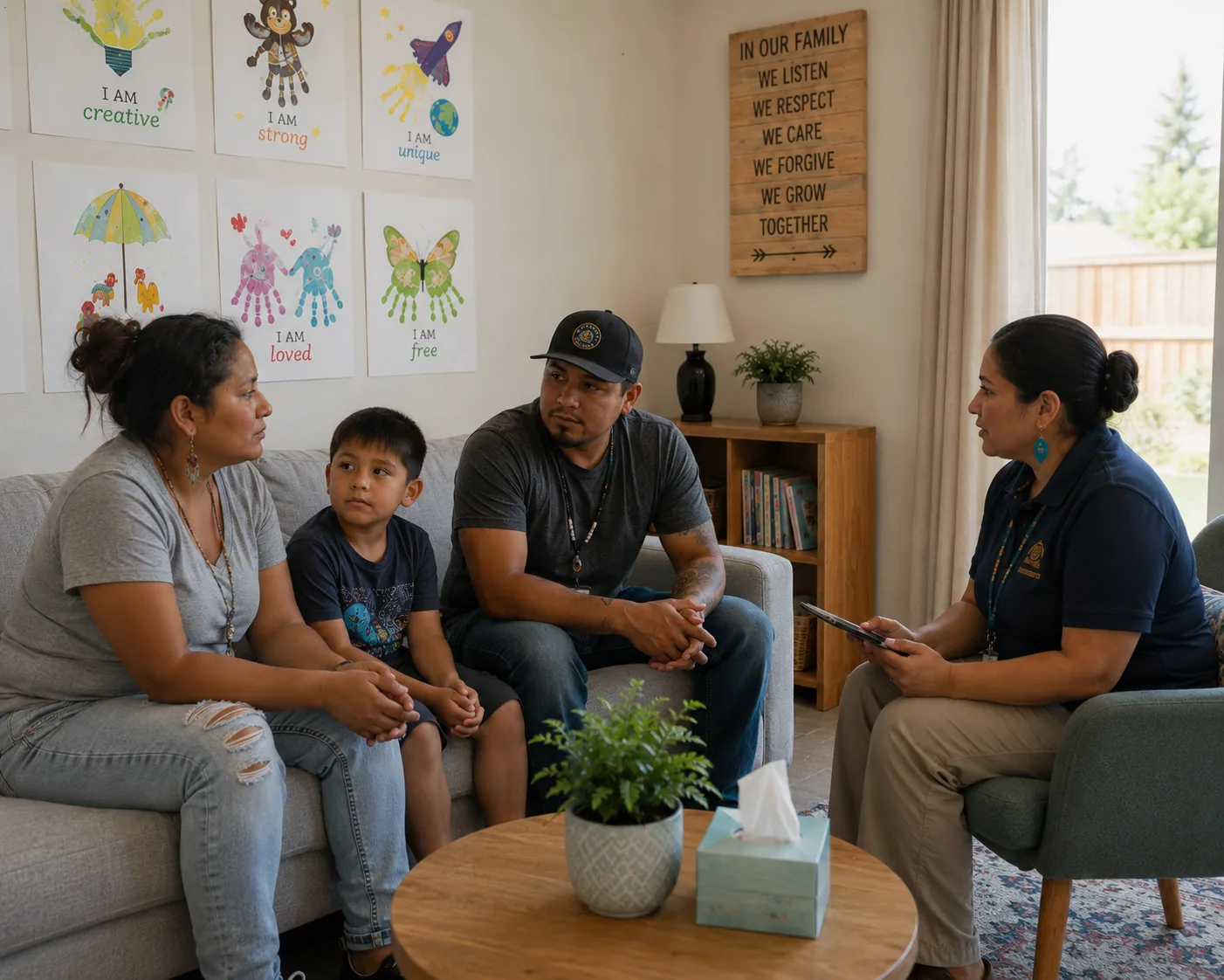 A family in a counseling session with a DiVnity clinician