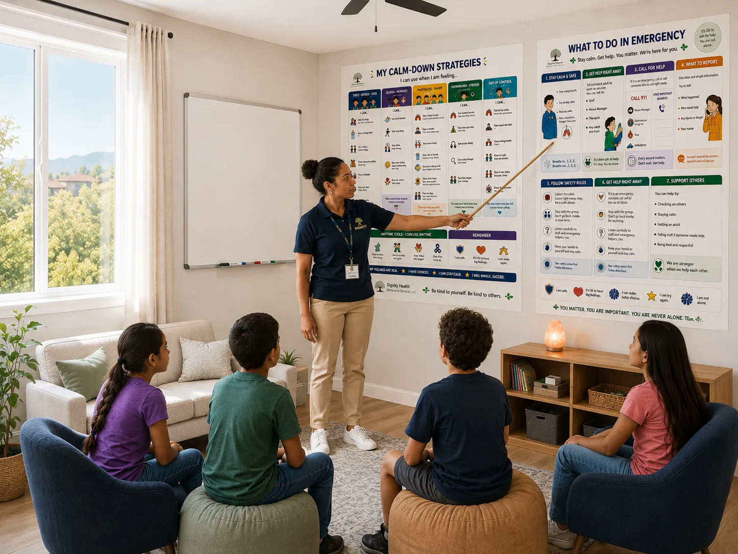 Youth participating in a group therapy session with a DiVnity clinician