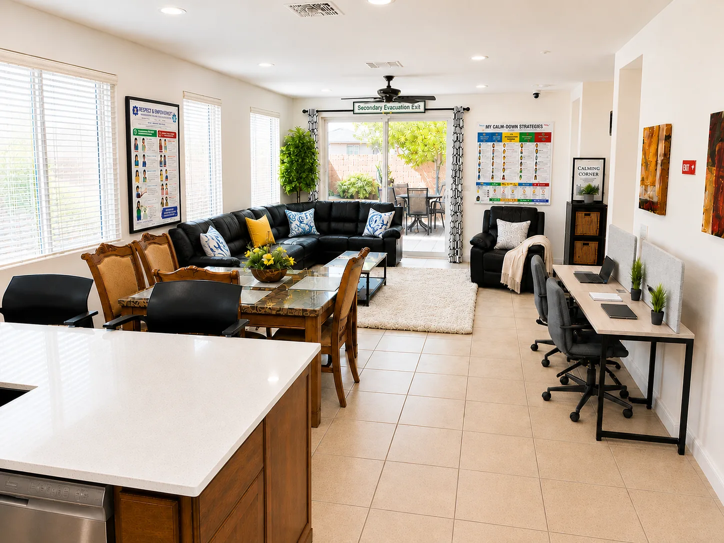 A bright, welcoming hallway in a DiVnity adolescent residence